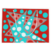 Retro abstracte ontwerpen in rood, wit & turquoise groot cadeauzakje (Achterkant)