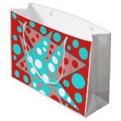 Retro abstracte ontwerpen in rood, wit & turquoise groot cadeauzakje (Achterkant Gekanteld)