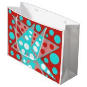 Retro abstracte ontwerpen in rood, wit & turquoise groot cadeauzakje (Voorkant Gekanteld)