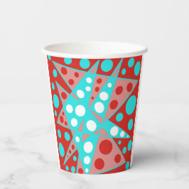 Retro abstracte ontwerpen in rood, wit & turquoise papieren bekers