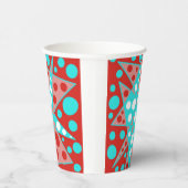 Retro abstracte ontwerpen in rood, wit & turquoise papieren bekers (Rechts)
