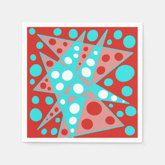 Retro abstracte ontwerpen in rood, wit & turquoise servet (Voorkant)