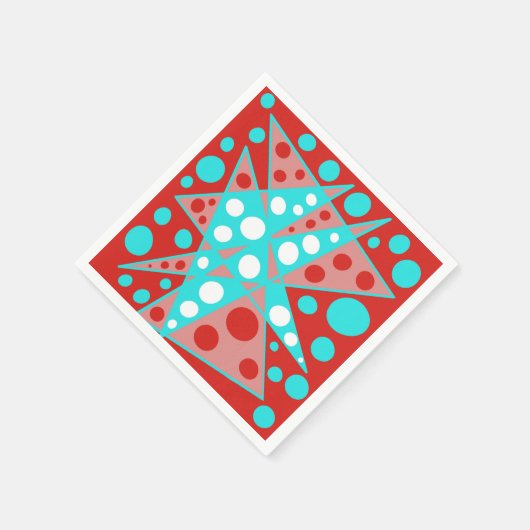 Retro abstracte ontwerpen in rood, wit & turquoise servet (Hoek)