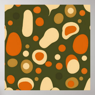 Retro Abstracte Organische Vormen Patroon Poster