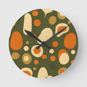 Retro Abstracte Organische Vormen Patroon Ronde Klok