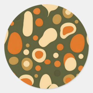 Retro Abstracte Organische Vormen Patroon Ronde Sticker