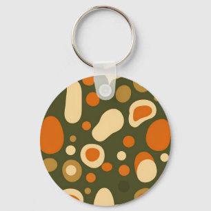 Retro Abstracte Organische Vormen Patroon Sleutelhanger
