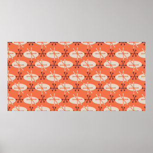 Retro abstracte ovaal en ster barst naadloze patte poster