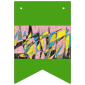 Retro abstracte partijbanner met roze en groene vlaggetjes (Tweede vlag)