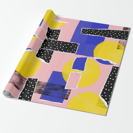 Retro Abstracte Penseelstreek (10) Cadeaupapier (Uitgerold)