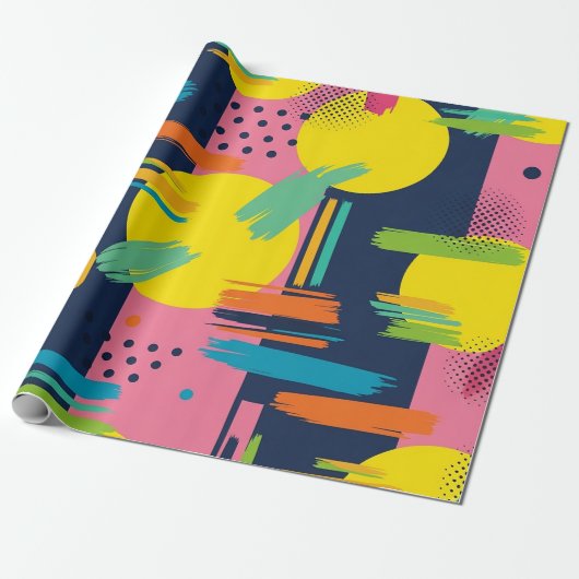 Retro Abstracte Penseelstreek (11) Cadeaupapier (Uitgerold)