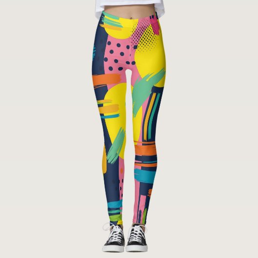 Retro Abstracte Penseelstreek (11) Leggings (Voorkant)