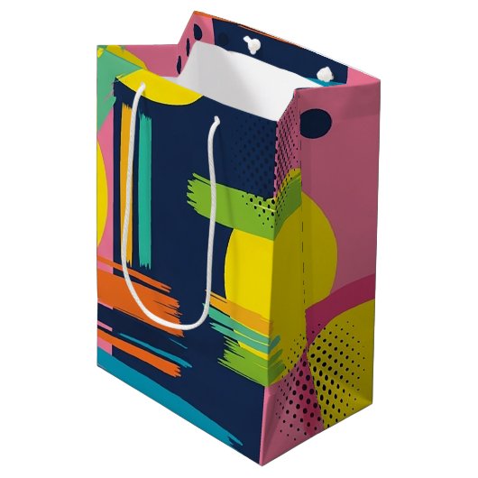 Retro Abstracte Penseelstreek (11) Medium Cadeauzakje (Voorkant Gekanteld)