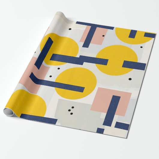 Retro Abstracte Penseelstreek (12) Cadeaupapier (Uitgerold)