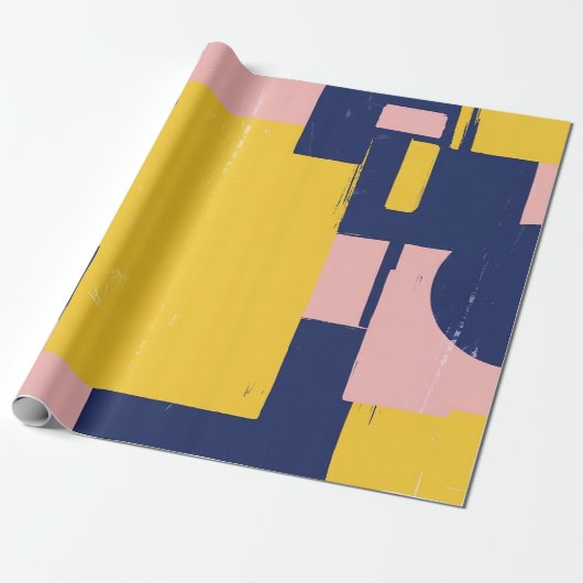 Retro Abstracte Penseelstreek (14) Cadeaupapier (Uitgerold)
