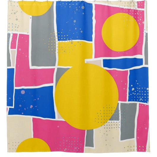 Retro Abstracte Penseelstreek (14) Douchegordijn (Voorkant)