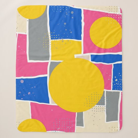 Retro Abstracte Penseelstreek (14) Sherpa Deken (Voorkant)