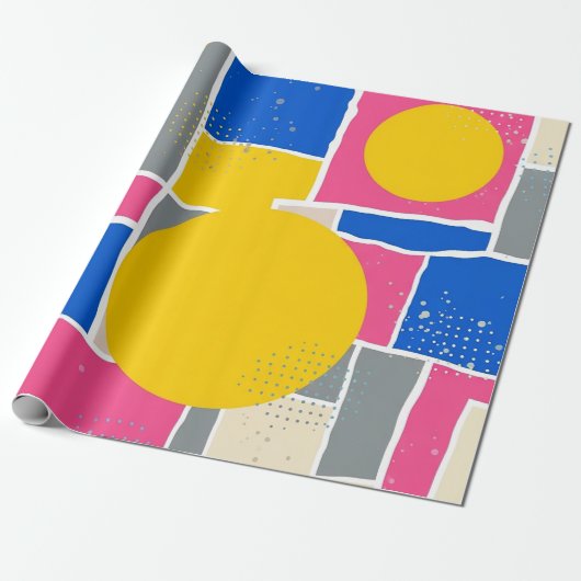 Retro Abstracte Penseelstreek (15) Cadeaupapier (Uitgerold)