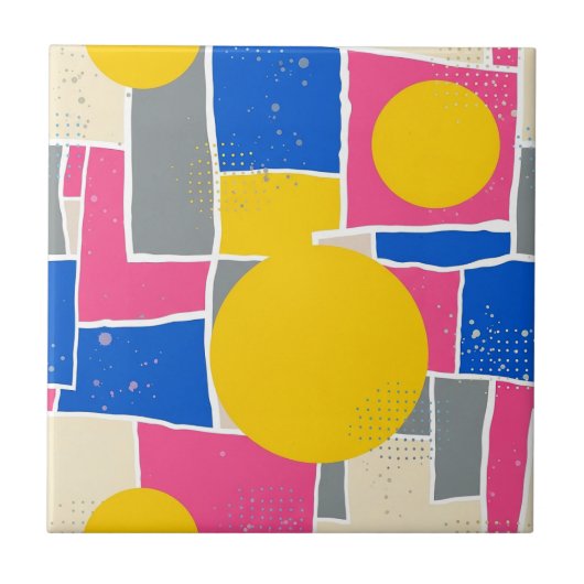 Retro Abstracte Penseelstreek (15) Tegeltje (Voorkant)