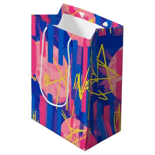 Retro Abstracte Penseelstreek (2) Medium Cadeauzakje (Voorkant Gekanteld)
