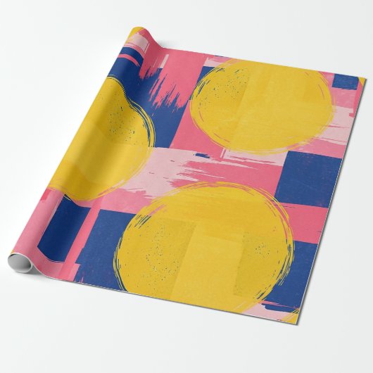 Retro Abstracte Penseelstreek (3) Cadeaupapier (Uitgerold)