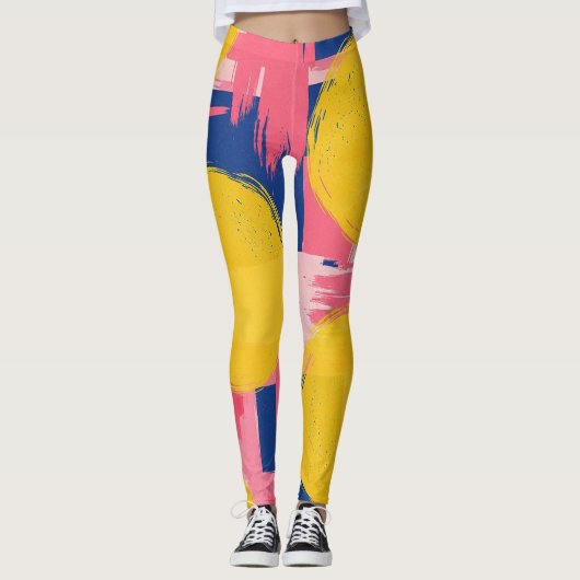 Retro Abstracte Penseelstreek (3) Leggings (Voorkant)