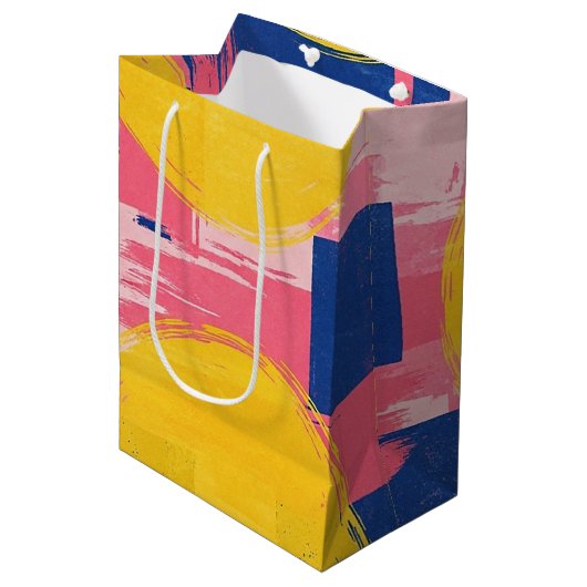 Retro Abstracte Penseelstreek (3) Medium Cadeauzakje (Voorkant Gekanteld)