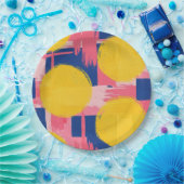 Retro Abstracte Penseelstreek (3) Papieren Bordje (Feest)