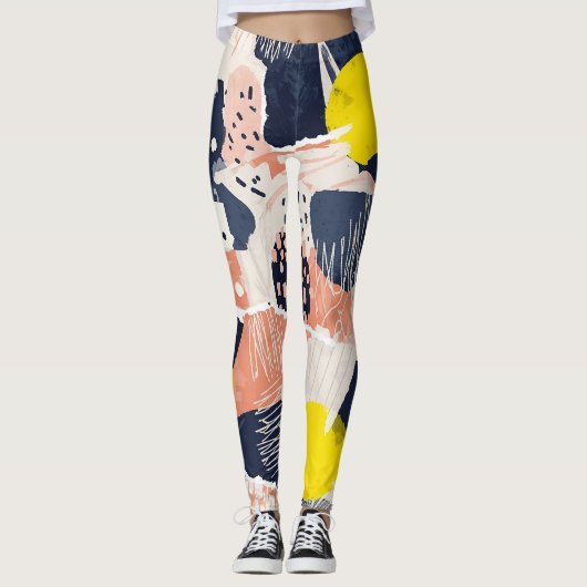 Retro Abstracte Penseelstreek (4) Leggings (Voorkant)