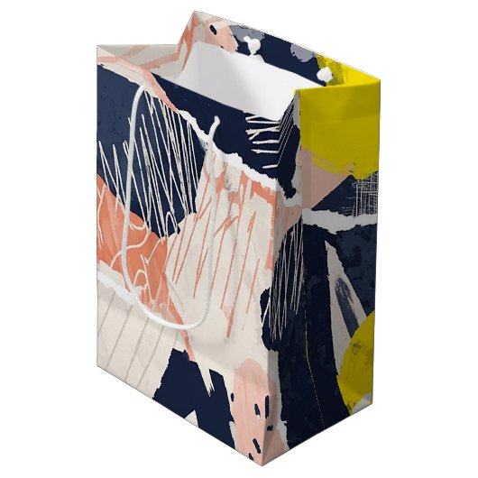Retro Abstracte Penseelstreek (4) Medium Cadeauzakje (Voorkant Gekanteld)