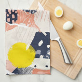 Retro Abstracte Penseelstreek (4) Theedoek (Quarter Fold)