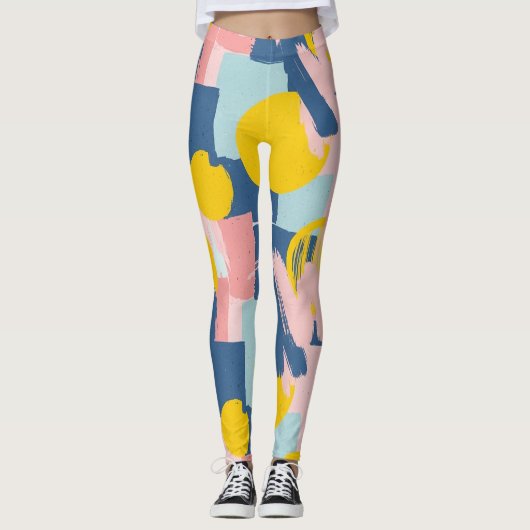 Retro Abstracte Penseelstreek (6) Leggings (Voorkant)
