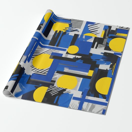 Retro Abstracte Penseelstreek (7) Cadeaupapier (Uitgerold)