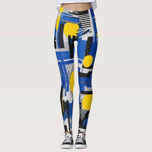 Retro Abstracte Penseelstreek (7) Leggings (Voorkant)