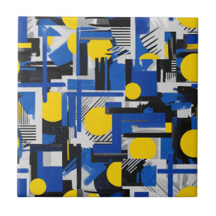 Retro Abstracte Penseelstreek (7) Tegeltje