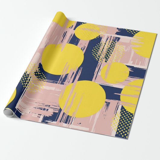 Retro Abstracte Penseelstreek (8) Cadeaupapier (Uitgerold)