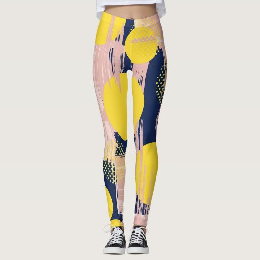 Retro Abstracte Penseelstreek (8) Leggings (Voorkant)