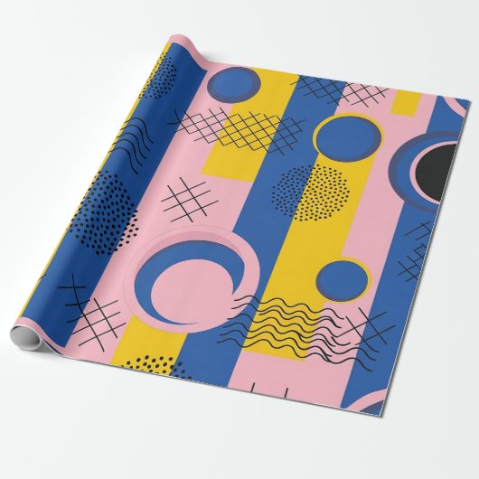 Retro Abstracte Penseelstreek (9) Cadeaupapier (Uitgerold)