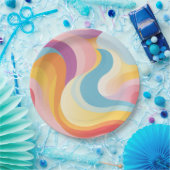 Retro Abstracte regenbooggolf Papieren Bordje (Feest)