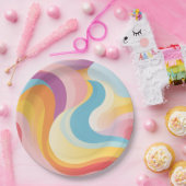 Retro Abstracte regenbooggolf Papieren Bordje (Feest)