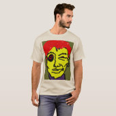 Retro Abstracte Roze Haar Expressionistisch Gezich T-shirt (Voorkant volledig)
