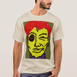 Retro Abstracte Roze Haar Expressionistisch Gezich T-shirt