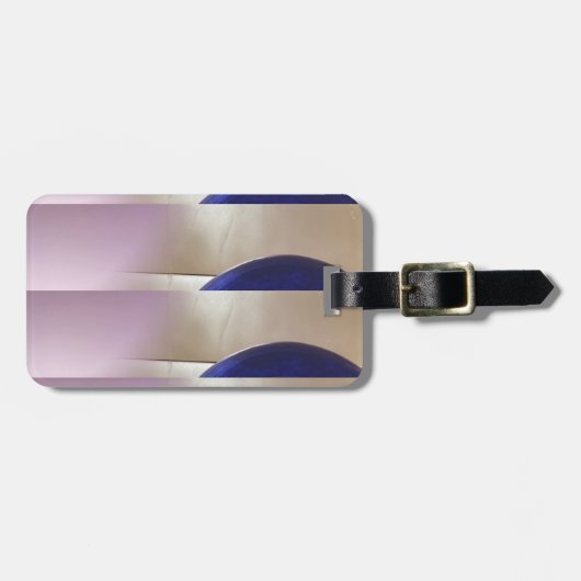 Retro Abstracte Semi Circles op Soft Gold Bagagelabel (Voorkant horizontaal)
