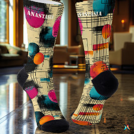 Retro Abstracte Sokken met kleurrijk cirkelvormig