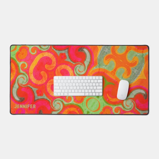 Retro Abstracte Speelse Boho Design Naam Bureaumat (Keyboard & Muis)
