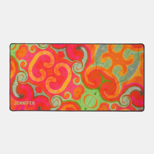 Retro Abstracte Speelse Boho Design Naam Bureaumat (Voorkant)