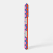Retro Abstracte Strepen Blauw Roze Gepersonaliseer iPhone 16 Hoesje (Rechterkant)