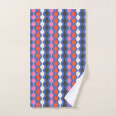 Retro Abstracte strepen in helder blauw en roze Bad Handdoek (Handdoek)