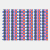 Retro Abstracte strepen in helder blauw en roze Inpakpapier Vel (Voorkant 3)