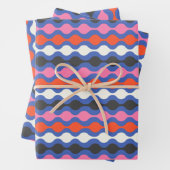 Retro Abstracte strepen in helder blauw en roze Inpakpapier Vel (In situ)